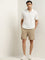 WES Casuals White Floral Relaxed-Fit Cotton Polo T-Shirt