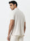 WES Casuals Light Beige Textured Relaxed-Fit Polo T-Shirt