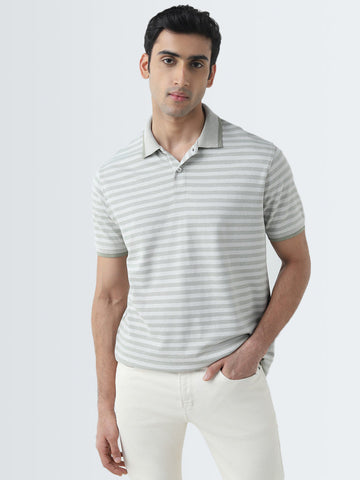 WES Casuals Sage Striped Relaxed-Fit Polo T-Shirt