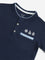 HOP Kids Navy Embossed Print Henley Cotton T-Shirt