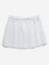 Y&F Kids White Box Pleated Mid-Rise Denim Skirt