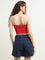 Nuon Red Knit-Textured Cotton Blend Tube Top