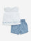 HOP Baby White Embroidered Cotton Shirt with Shorts Set