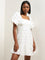 Nuon White Schiffli Design A-Line Cotton Dress