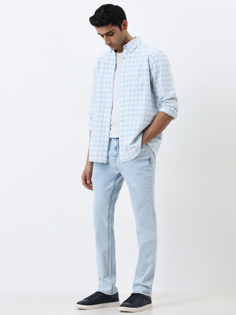 WES Casuals Light Blue Slim - Fit Mid - Rise Jeans