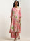 Zuba Pink Floral Design A-Line Kurta