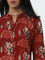 Utsa Red Floral Printed Straight Cotton Kurta