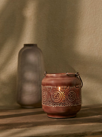 Westside Home Brown Fretwork Candle Stand - Small