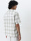 Nuon Sage Checkered Print Relaxed-Fit Cotton Shirt