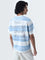 Nuon Blue Stripe Patterned Relaxed-Fit Cotton T-Shirt