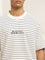 Nuon Off-White Striped Relaxed-Fit Cotton Blend T-Shirt