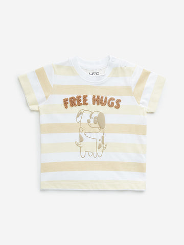 HOP Baby Yellow Stripe Printed Cotton T-Shirt