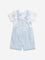 HOP Baby Light Blue Animal Print Dungaree & Cotton T-Shirt