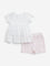 HOP Baby White Schiffli Cotton Blend Top with Shorts Set