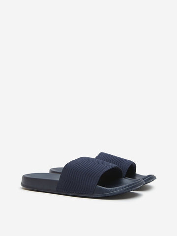 SOLEPLAY Navy Chevron Textured Slides