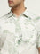 WES Casuals Sage Leaf Printed Slim-Fit Cotton Shirt