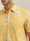 WES Casuals Mustard Floral Printed Slim-Fit Cotton Shirt