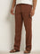 ETA Brown Mid-Rise Relaxed-Fit Cotton Blend Chinos