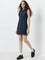 Nuon Dark Blue Denim Bodycon Shirt Dress