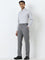 WES Formals Grey Checkered Mid-Rise Relaxed-Fit Trousers