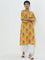 Utsa Yellow Floral Printed Straight Cotton Kurta