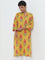 Utsa Yellow Floral Printed Straight Cotton Kurta