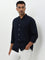 Ascot Navy Solid Relaxed-Fit Cotton Shirt