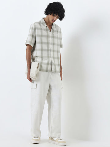 Nuon Off-White Relaxed-Fit Mid-Rise Cotton Blend Chinos