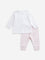 HOP Baby Light Pink Striped Cotton T-Shirt with Pants Set