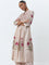 Zuba Beige Floral Printed A-Line Kurta