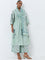 Zuba Sea Green Floral Printed A-Line Kurta with Inner