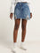 Nuon Blue Distressed High-Rise Denim Skirt