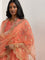 Vark Orange Solid A-Line Kurta, Palazzos And Dupatta Set