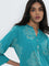 Utsa Aqua Floral Bandhani Printed Straight Cotton Kurta