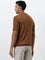 Ascot Tan Knit-Textured Relaxed-Fit Polo T-Shirt