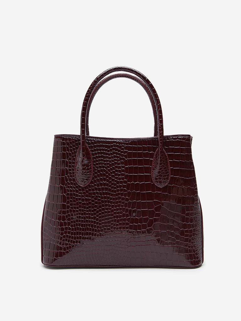 Westside Accessories Maroon Textured Shoulder Bag