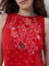 Bombay Paisley Red Paisley Printed A-Line Cotton Dress