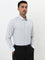 WES Formals Light Grey Self-Patterned Slim-Fit Cotton Shirt