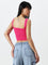 Nuon Pink Panel Detailed Crop Top