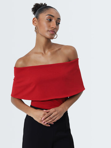 Wardrobe Red Off-Shoulder Top