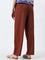 Bombay Paisley Brown High-Rise Cotton Blend Pants