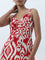 LOV Red Ikat Printed Blended Linen A-Line Dress