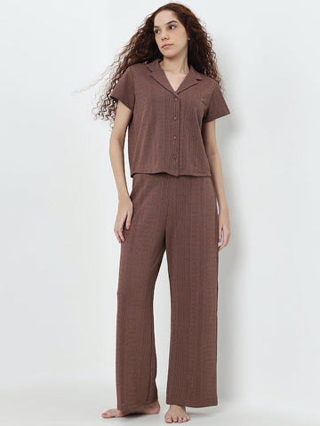 Superstar Brown Embroidered High-Rise Pants