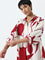 Utsa Red Leaf-Printed A-Line Cotton Kurta