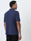 WES Casuals Blue Relaxed-Fit Cotton Blend Polo T-Shirt