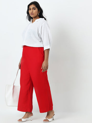 Gia Red Solid High-Rise Pants