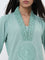 Utsa Mint Embroidered A-Line Cotton Blend Kurta