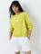 Studiofit Lime Text-Printed Cotton Sweatshirt