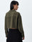 Nuon Olive Textured Crop Shirt