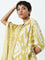 Utsa Yellow Ikat Printed Kaftan-Style A-Line Cotton Tunic